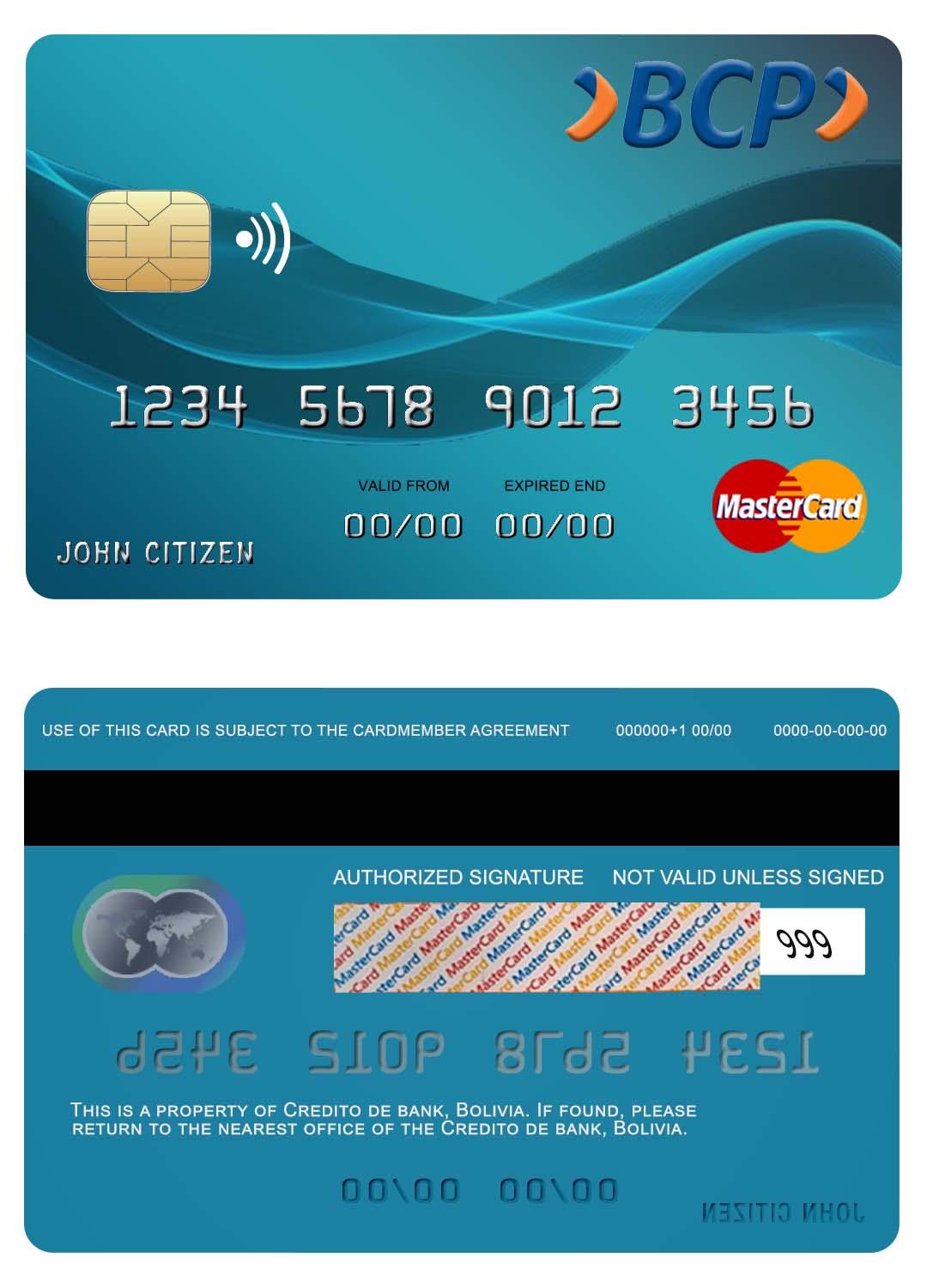 Download Bolovia Credito bank  mastercard Photoshop template